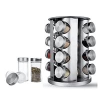 HEXAR&reg; Stainless Steel Revolving Spice Rack Set with 16 Spice Jars Spice Rack Tower Organizer for Countertop or Cabinet Standing Seasoning Tower for Kitchen 360&deg; Rotating Spice Carousel (16 JARS)