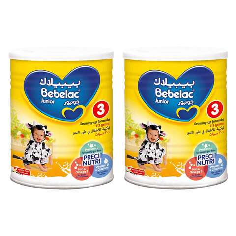 اشتري بيبيلاك جونيور تركيبة للأطفال في طور النمو أساسها حليب البقر 1-3سنوات 20% 1-3سنوات 2×400غ في الكويت