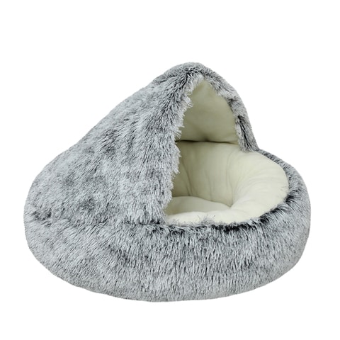 DEO KING Semi-enclosed Short Plush Pet Bed Grey 50*50*18cm