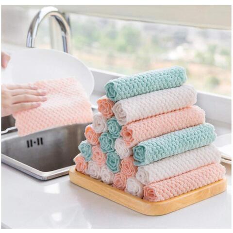 ALISSA - 5 Pcs Ultra - Thick Microfiber Cleaning Clothes Highly Absorbent Cleaning Clothes Reusable Wash Clothes Dish Cloth For Kitchen Hotel, Home
