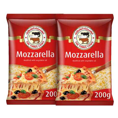 The Three Cows Mozzarella Shredded Cheese 200g Pack of 2