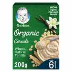 Buy Gerber Organic Infant Cereal With Wheat Oats And Vanilla 200g in UAE
