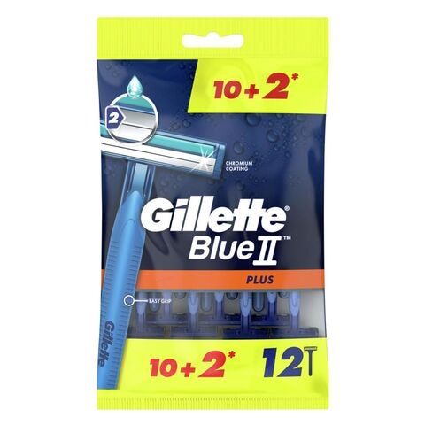جيليت بلو II بلس ماكينة حلاقة ذات الإستعمال الواحد12 شفرة -أزرق-