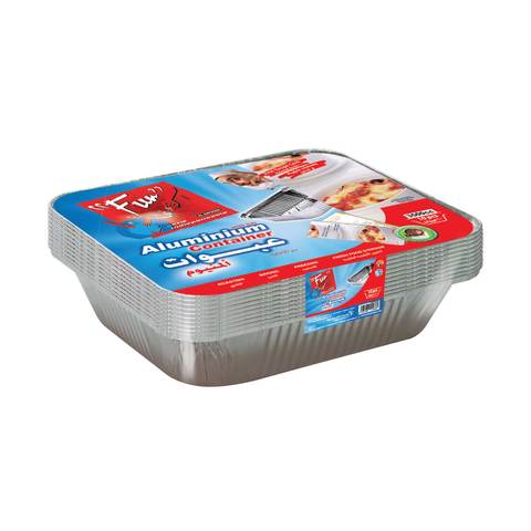 Fun Aluminium Containers with Lids Rectangle 3500cc&times;10Pcs