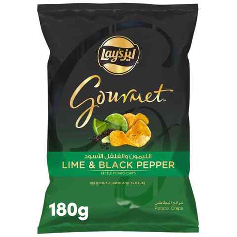 Lays Gourmet Lime And Black Pepper Potato Chips 180g