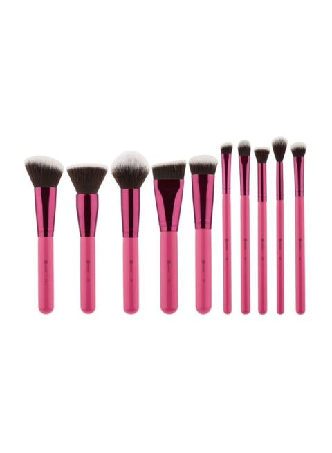 Buy Bhcosmetics 10-Piece Synthetic Sculpt And Blend Fan Faves Brush Set Pink/Brown/White in Saudi Arabia