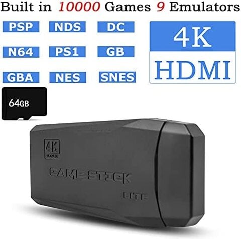 HDMI 4K 64G TV Game Stick Kit 10000 Built-in Games 2 Wireless