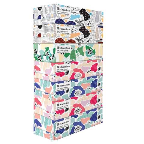 اشتري Carrefour Soft Facial 200 Tissues White Pack of 5 في الامارات