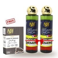 Alif Naturals Argan &amp; Onion Natural Hair Oil - Regrowth, Prevent Hair Loss, Dandruff, Strength Hair  100ml each (Pack of 2)