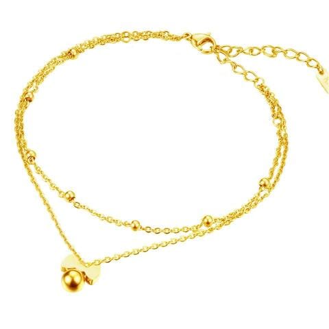 Aiwanto Double Layer Anklet  Gold Ankle Chain Jewellery Fashion Anklets Gift