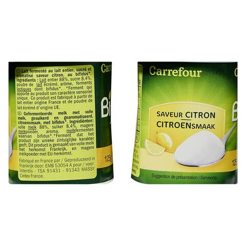 Carrefour Bifidus Lemon Yogurt 125g Pack of 4