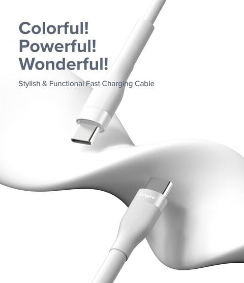 Ringke - Fast Charging Pastel Cable - USB Type - C to Type - C - White (2m)
