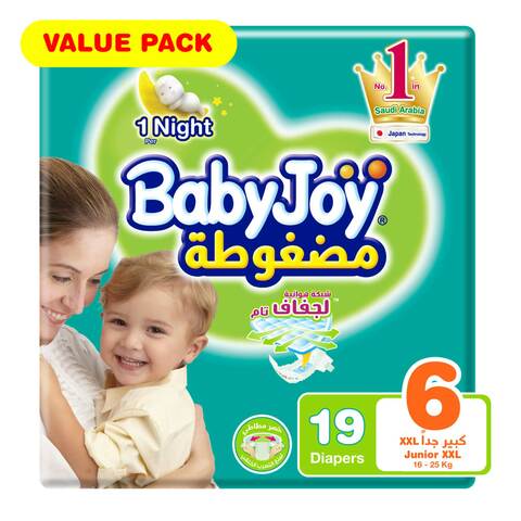 Buy Babyjoy Compressed Diamond Pad Diaper Size 6 Junior XXL 16-25kg 19 count in Saudi Arabia