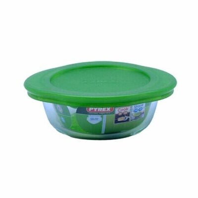 Pyrex Cook & Go Glass Rectangular Dish with Plastic Lid, 3.3L, Clear