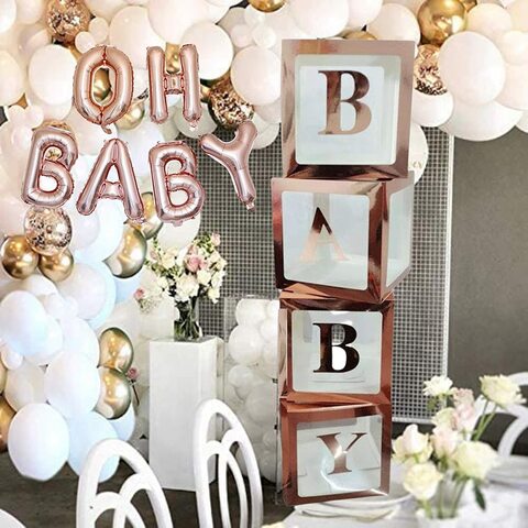 Gold baby hot sale shower decorations