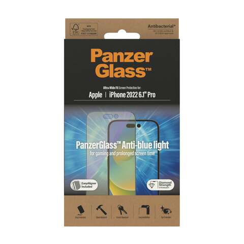 PANZERGLASS iPhone 14 Pro - UWF Anti-Bluelight Screeen Protector with Applicator - Clear