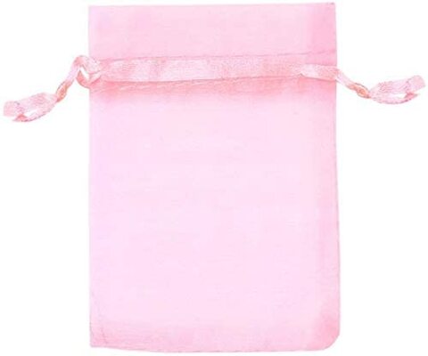 Red Dot Gift 50-Packed Baby Pink Color Drawstring Organza Pouches, Gift Pouches (17X23cm, Baby Pink)