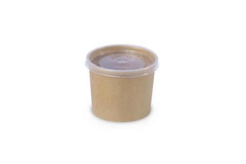 ProdelPak Soup Cups 15Oz/450ML Brown With PP Lid 20 Pieces