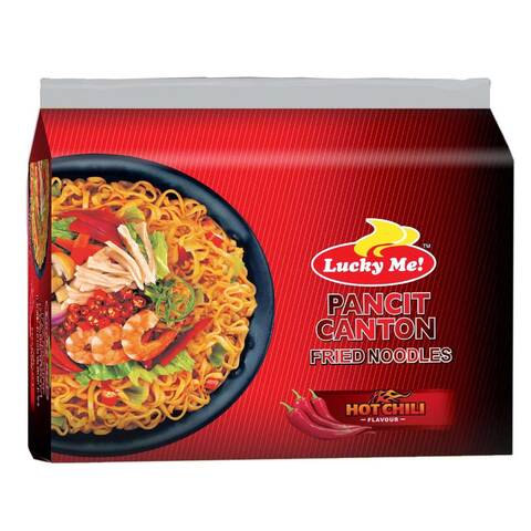 Lucky Me! Hot Chili Flavour Pancit Canton Instant Noodles 65g Pack of 6