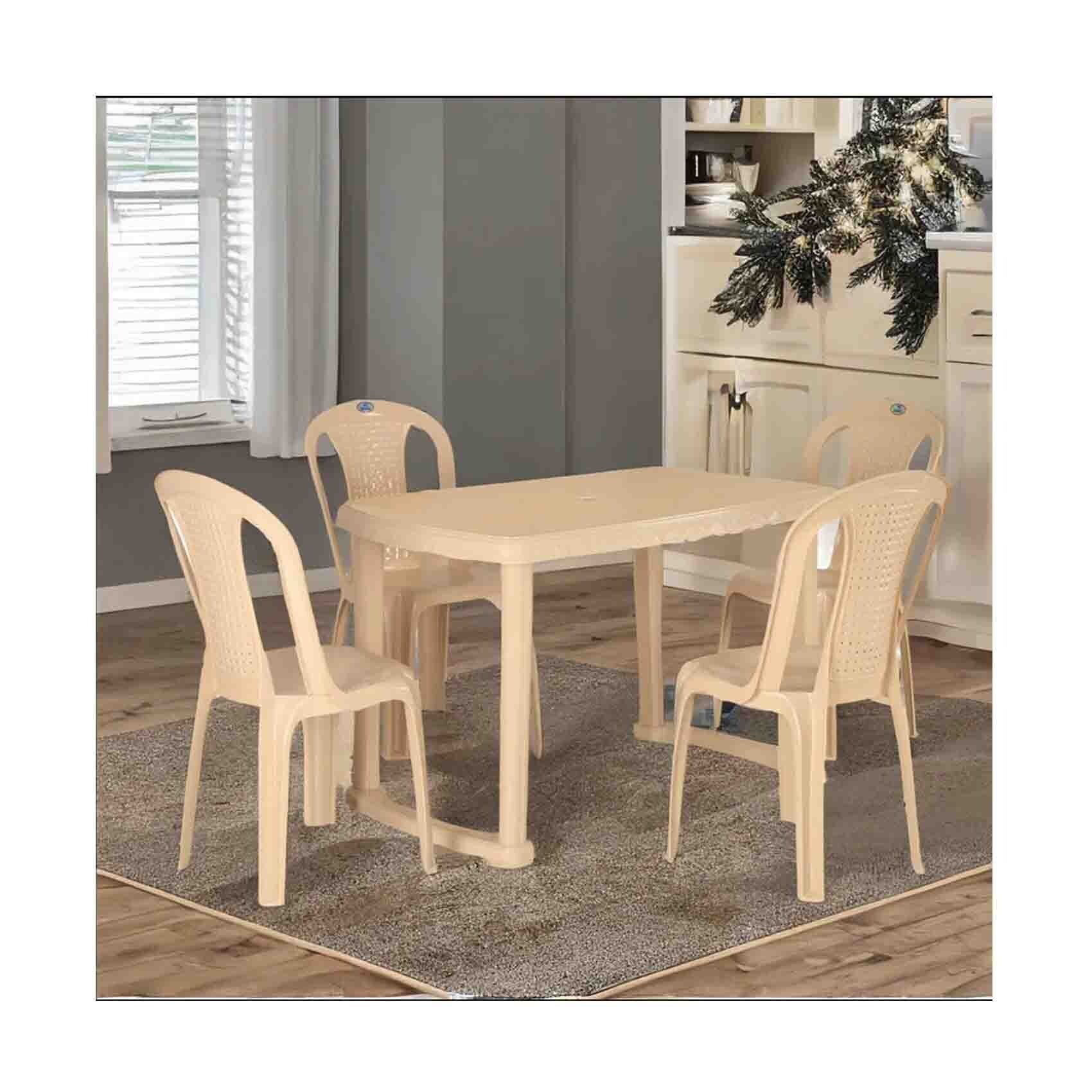 Nilkamal plastic dining outlet table with 4 chairs