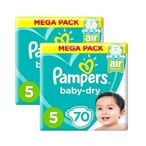 Buy Pampers Baby-Dry Diaper Junior Size 5 11-16kg Giant Pack White 70 countx2 in UAE