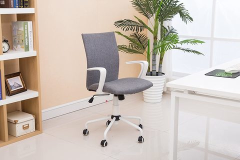 LANNY Office Desk Hydraulic Study Video Chair LK1042 GREY with Adjustable Height, Swivel 360&deg; and Wheel - Modern Computer Home Task Arms Chairs