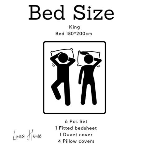 LUNA HOME King Size without Filler 6 Pieces , Geometric Design, Bedding Set