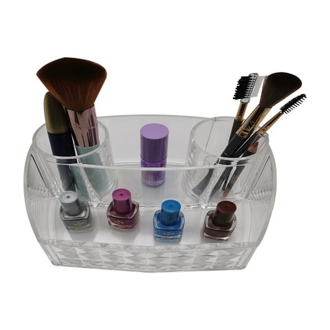 Makeup Brush Holder, 3 Slots Clear Acrylic Cosmetic Makeup Organiser For  Makeup Brush Eyeliners Lipstick Crystal Storage Box