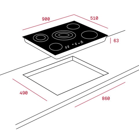 Teka TR 951 90cm Vitroceramic Hob with 5 zones and Touch Control