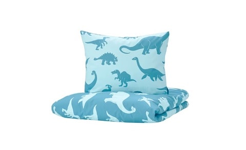 Duvet cover and pillowcase, dinosaur/blue150x200/50x80 cm