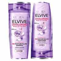 L&#39;Oreal Paris Elvive 72H Hyaluron Moisture Filling Shampoo 400ml With Moisture Sealing Conditioner 400ml White