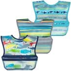 اشتري Green Sprouts Snap + Go Wipe-Off Bibs (3 Pack), Waterproof, Easy Clean, Catch-All Pocket, Made Without Pvc, Formaldehyde في الامارات