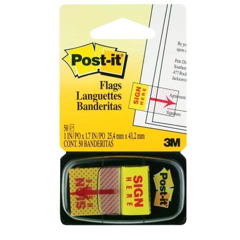 3M Post-It Flags Sign Here 1X1.7&quot; 50 Sheets