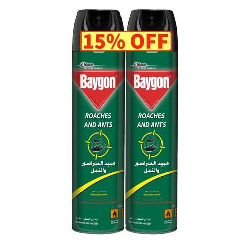 Buy Baygon Roach and Ant Killer Twin pack with 15% OFF 400ml in Saudi Arabia