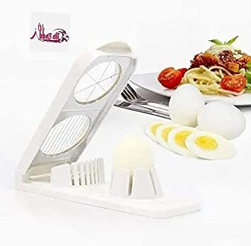 ABBASALI 2-in-1 Plastic and Stainless Steel Boiled Egg Slicer Cutter & Mushroom Slicer Egg Cutter