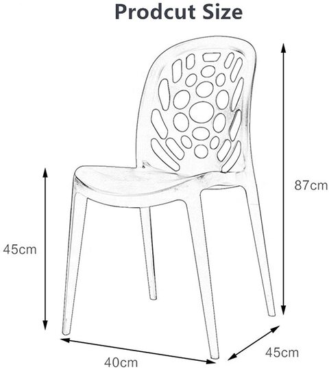 LANNY back hole design stackable chair A312 Injection processing Fixed leg plastic leisure chair outdoor/indoor outside/inside Patio/Garden chair Water/sun proof Dining chair for households, restaurants, cafeterias, events, and other-WHITE