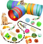 اشتري COOLBABY 20 PCS Cat Kitten Toys Set, Collapsible Cat Tunnels for Indoor Cats, Interactive Cat Feather Toy Fluffy Mouse Crinkle Balls Cat 3 Way Tube Tunnel Toys for Cat Puppy Kitty Kitten في الامارات