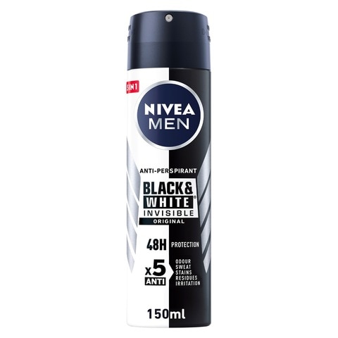 Buy NIVEA MEN Antiperspirant Spray for Men Black and White Invisible Protection Original 150ml in UAE