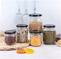 Star Cook 9 oz Wide Mouth Glass Jars with Black Lids fo Jam, jelly, salsa, loose spices, candles -Set of 12pcs