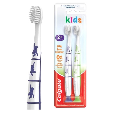 Colgate Kids Toothbrush Bpa Free Extra Soft Toothbrush 2+ Years Multi Pack 2 Pcs