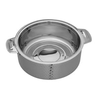 Royalford Reeva Hammered Double Wall Stainless Steel Hot Pot, RF10539, Firm Twist Lock, Strong Handles With Heavy-Duty Rivets, Steel Serving Pot