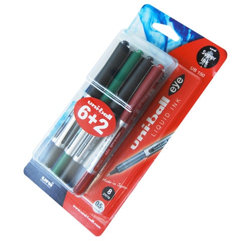 Uni-Ball Eye 0.5mm Rollerball Pen Multicolour 8 PCS