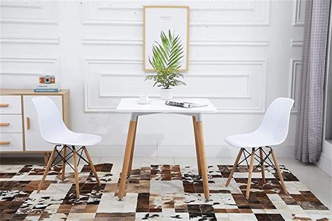 Square white store dining table