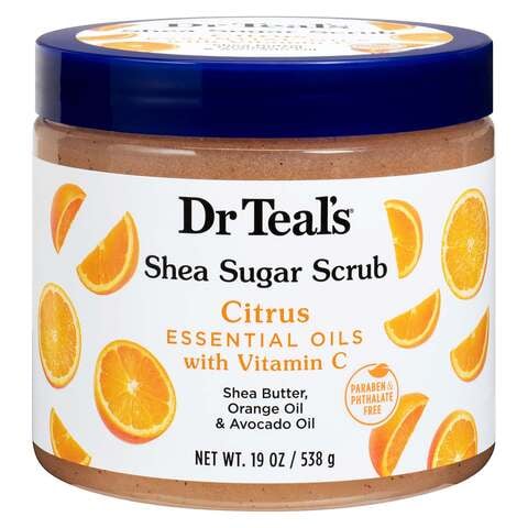 Dr Teal&#39;s Shea Sugar Scrub With Citrus Essential Oils And Vitamin C Pink 538g