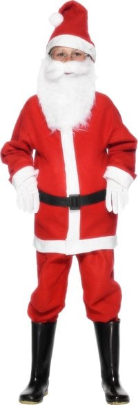 Smiffys-Santa Boy Costume with  Jacket Trousers Hat &amp; Belt Red &lt; &gt;Red/White&lt; &gt;L&lt; &gt;8 to 10&lt; &gt;