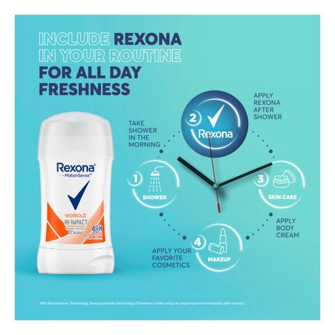 Rexona Women Antiperspirant Deodorant Stick HI-Impact Workout 40g