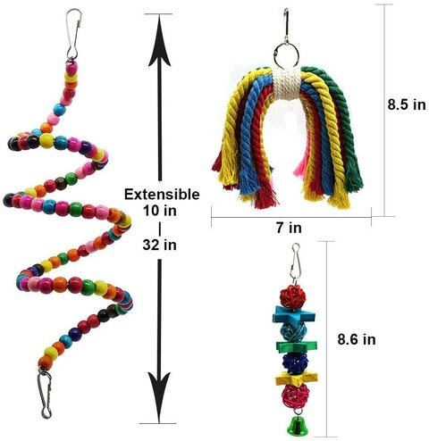 Mumoo Bear Bird Parrot Perch Toys, 7 packs