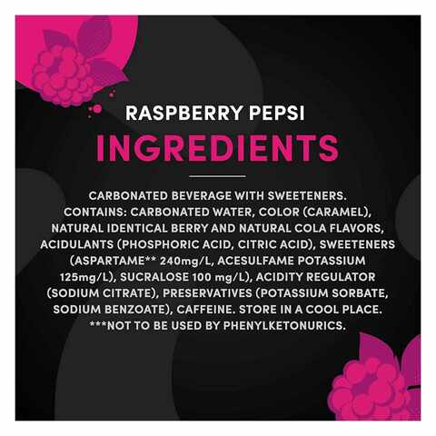 Pepsi Black Carbonated Soft Drink Raspberry Flavor No Sugar 330ml
