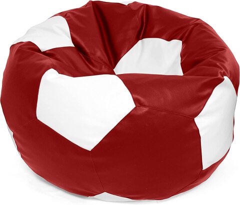 Luxe Decora Football Style Bean Bag With Filling (L, Red &amp; White)