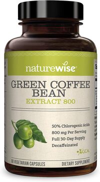 Naturewise Green Coffee Bean 800Mg Max Potency Extract 50% Chlorogenic Acids, Raw Green Coffee Antioxidant Supplement &amp; Metabolism Booster For Weight Loss, Non-Gmo, Vegan, &amp; Gluten-Free [1 Month]